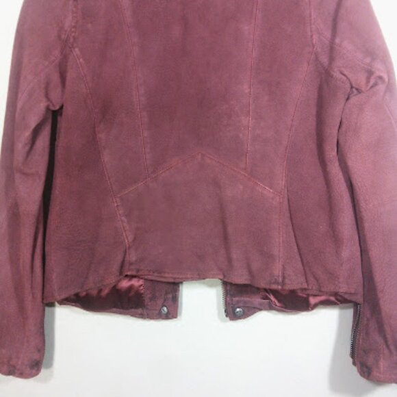 BLANK NYC | Leather Suede Moto Biker Jacket Asymmetric Bomber Red Maroon XS - Picture 8 of 13